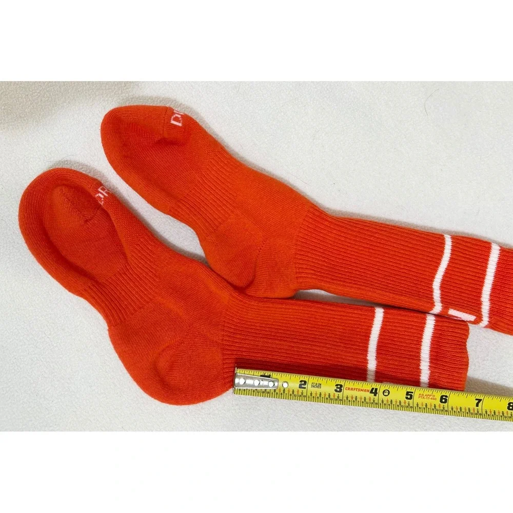 Nike Dri-FIT Crew Socks Orange White Striped Athletic Mens Performance Training